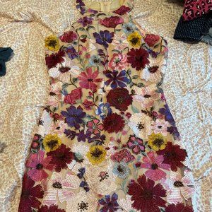 Red Dress Boutique Floral Embroidery Dress - Medium